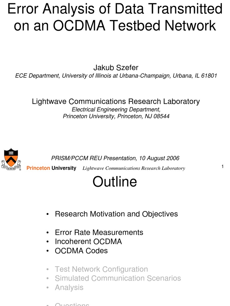 OCDMA Network Error Analysis Report | PDF