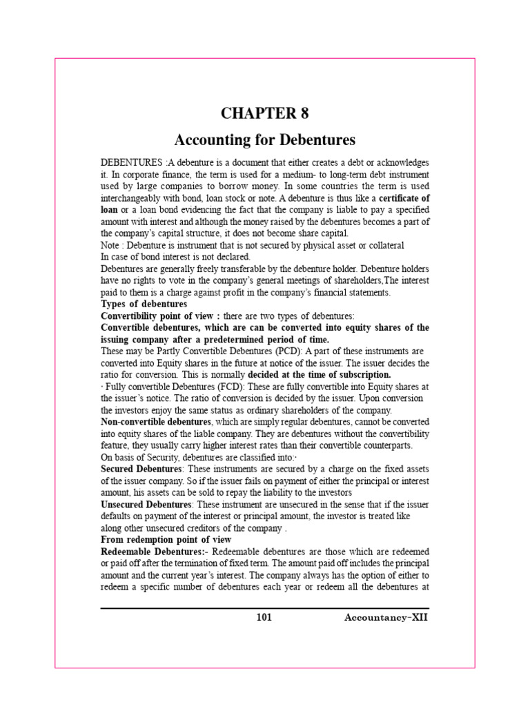 Accounting for Debentures Explained | PDF | Debits And Credits | Stocks