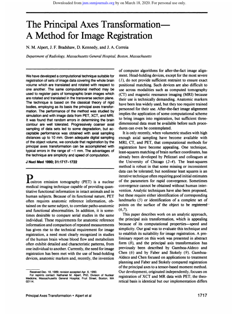 J Nucl Med-1990-Alpert-1717-22 | PDF | Rotation | Positron Emission ...