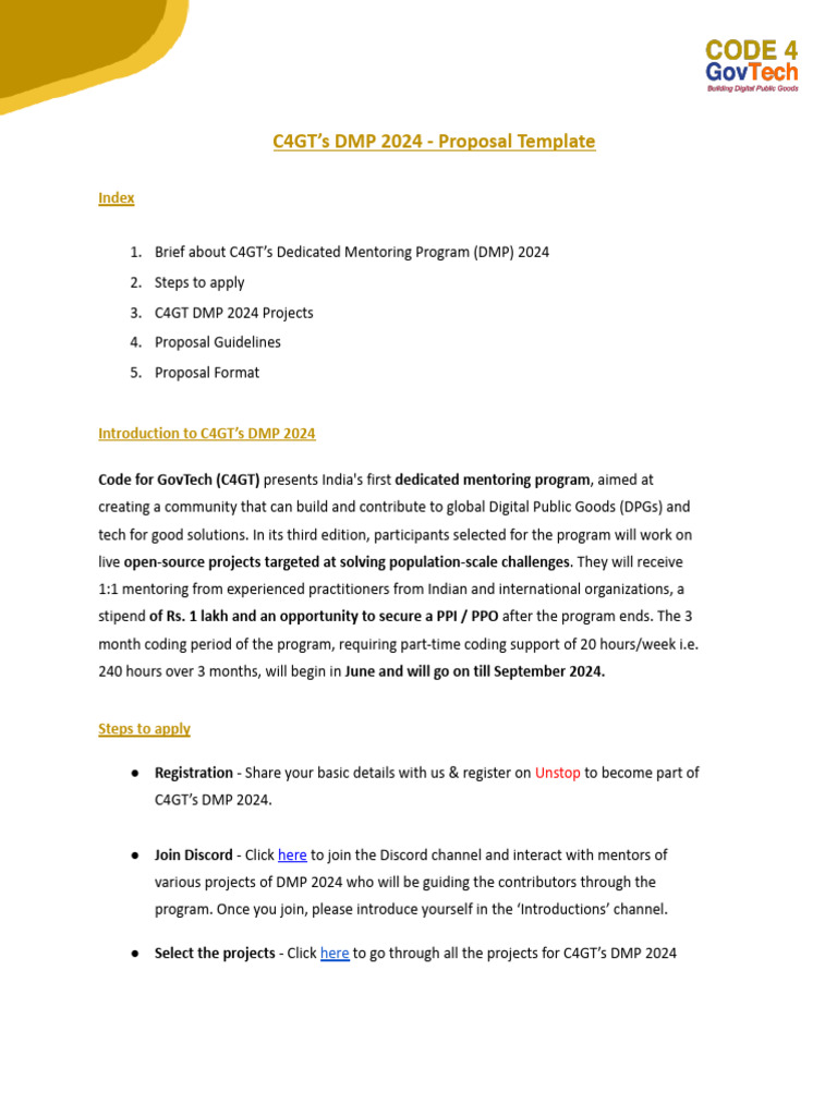 C4GT DMP 2024 Proposal Template | PDF | Computing