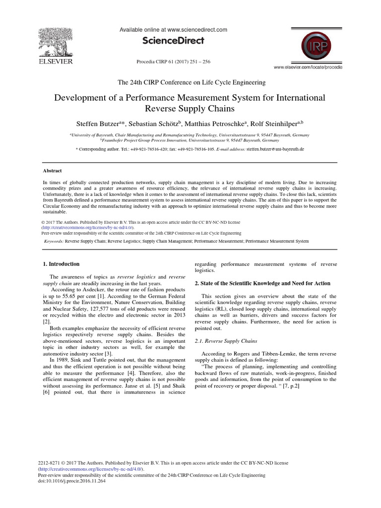 Sciencedirect development of a performance measurement system for
