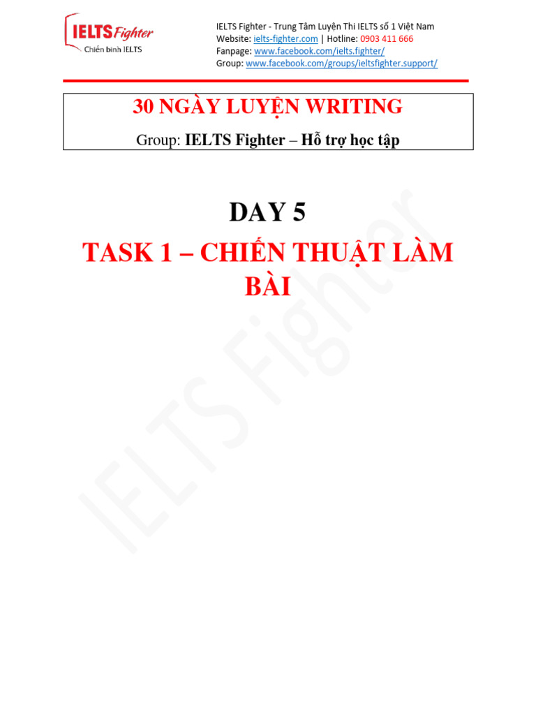 DAY 5 - 30 NGÀY LUYỆN WRITING - GROUP IELTS FIGHTER | PDF