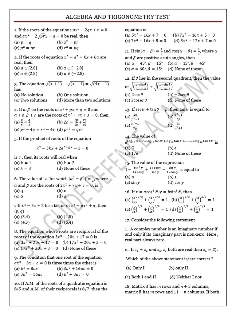 Algebra TT | PDF | Matrix (Mathematics) | Complex Number