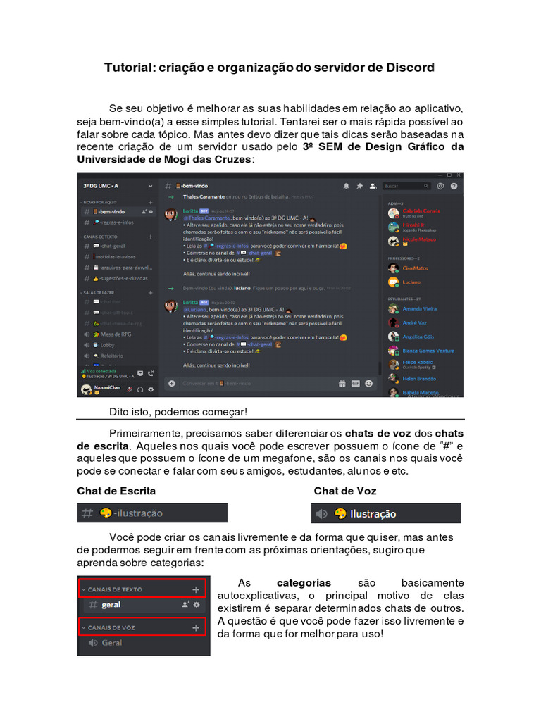 Guia Prático para Criar Servidor Discord | PDF | Bot de internet | Escrita