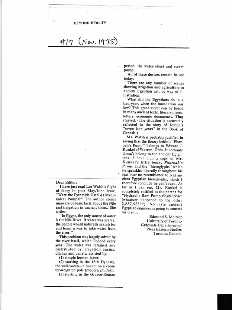Pharoahs Sic Pump Letter Beyond Reality | PDF | Ancient Egypt | Irrigation