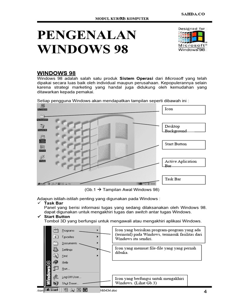 Pengenalan Tampilan Windows 98 | PDF | Seni | Komputer