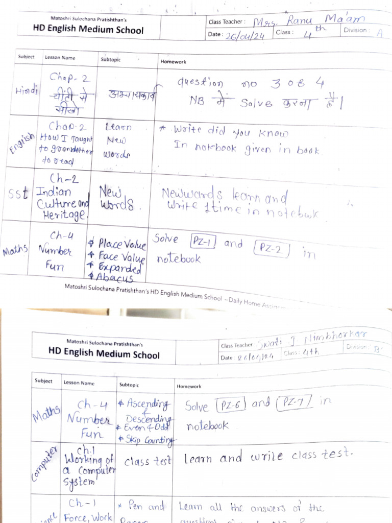 Hw 26 04 2024 Class 4th Pdf
