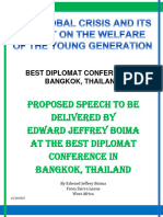 Edward Jeffrey Boima Speech at the UN Youths Conference in Bangkok. Thailand