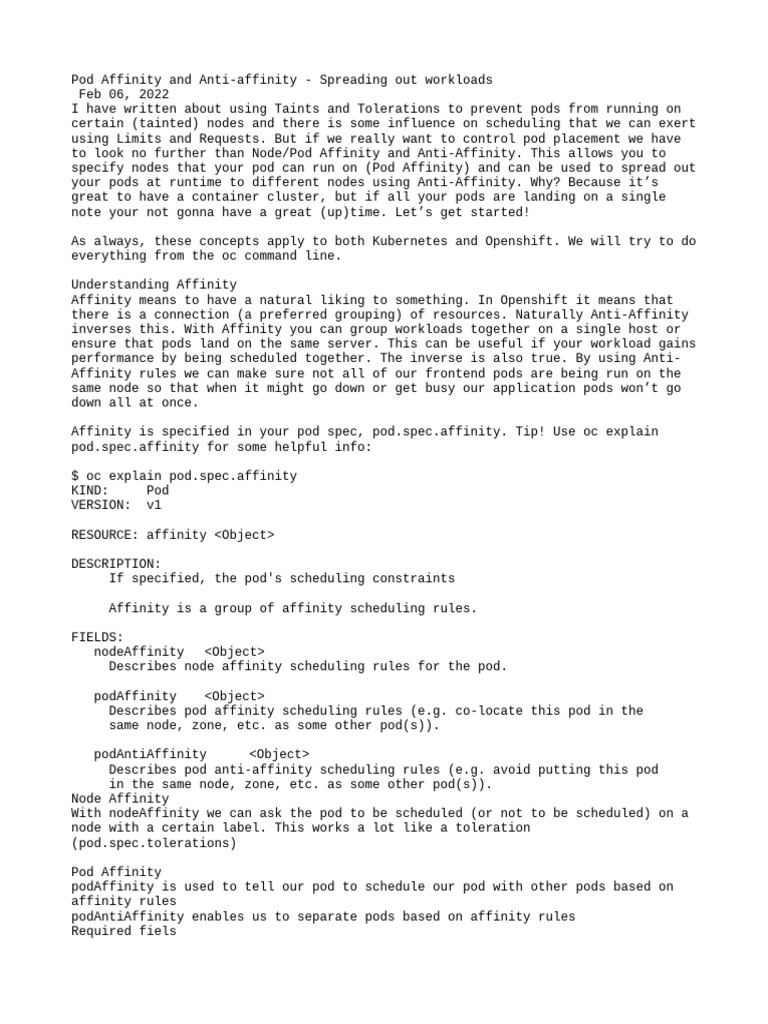 Pod Affinity and Anti-Affinity | PDF | Computing | Computer Architecture