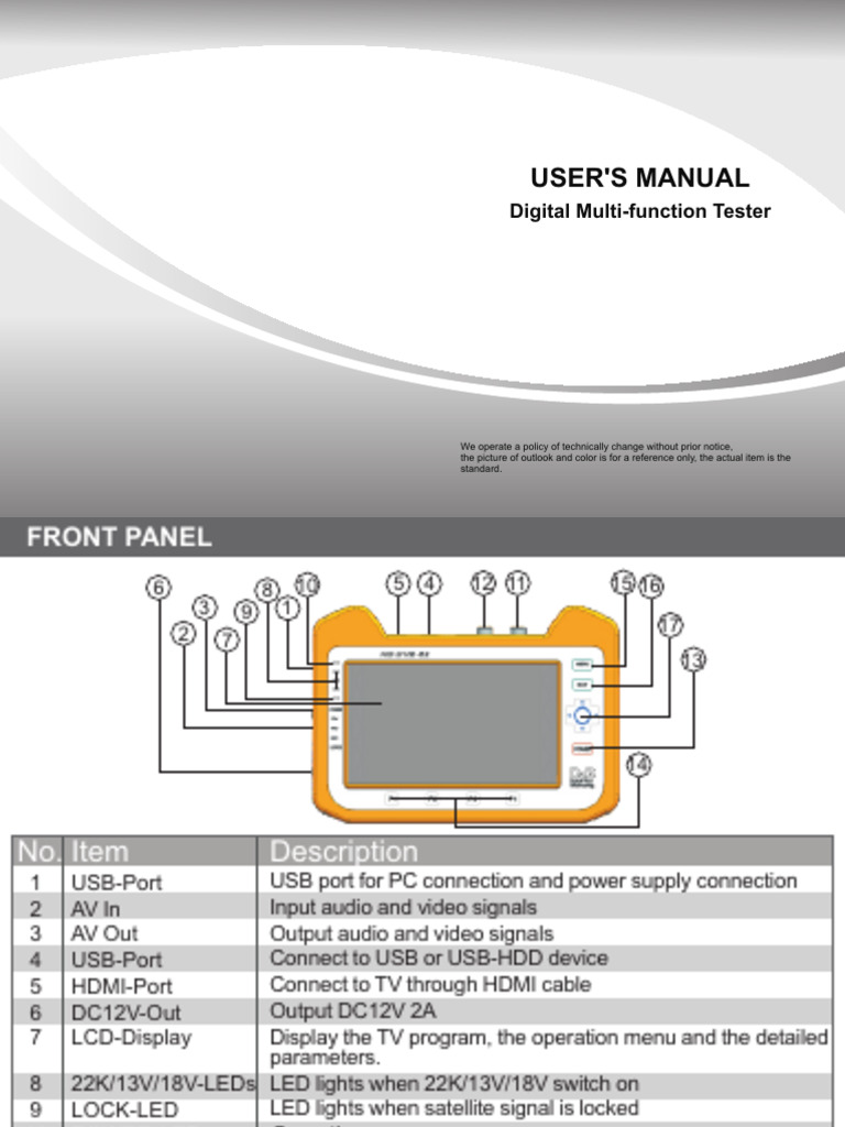 User'S Manual: Digital Multi-Function Tester | PDF | Battery Charger ...