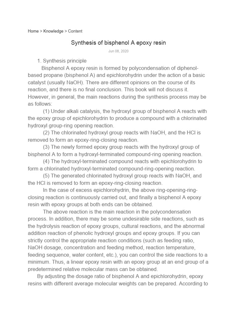 Epoxy Synthesis | PDF | Epoxy | Chemical Reactions