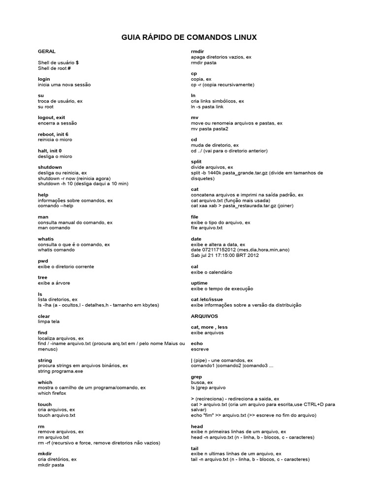 Comandos Essenciais do Linux | PDF | Arquivo de texto | Software utilitário