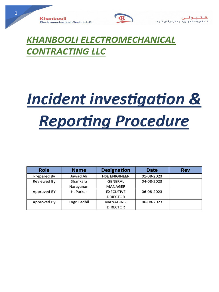 Kec - Hse Incident Investigation & Reporting - 0003 - Rev 000 | PDF ...