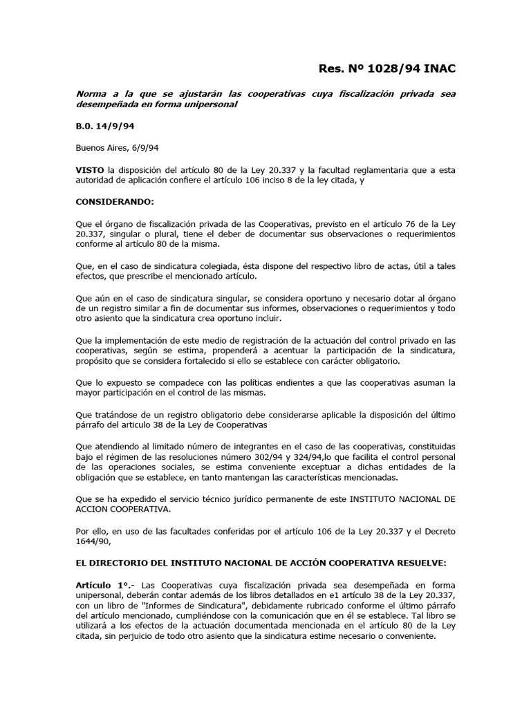R.inac 1028 94 | PDF | Cooperativa | Justicia