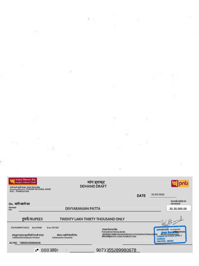 Akash Demand Draft | PDF