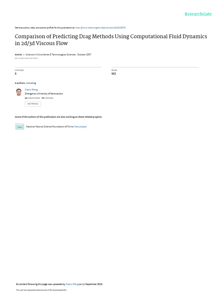 Comparisonof predict drag methods using cfdin 2 d3 dviscous flow pdf