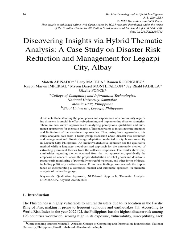 Hybrid Thematic Analysis in Disaster Management | PDF | Focus Group ...