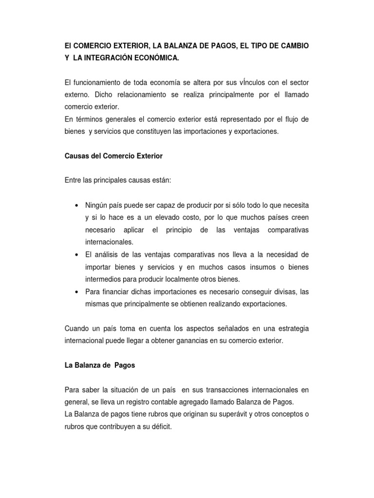 Economía Global y Comercio Exterior | PDF | Balance de pagos | El ...