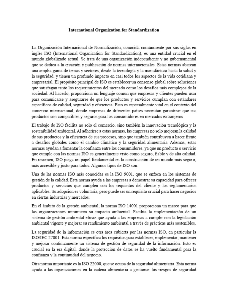 International Organization For Standardization | PDF | Organización ...
