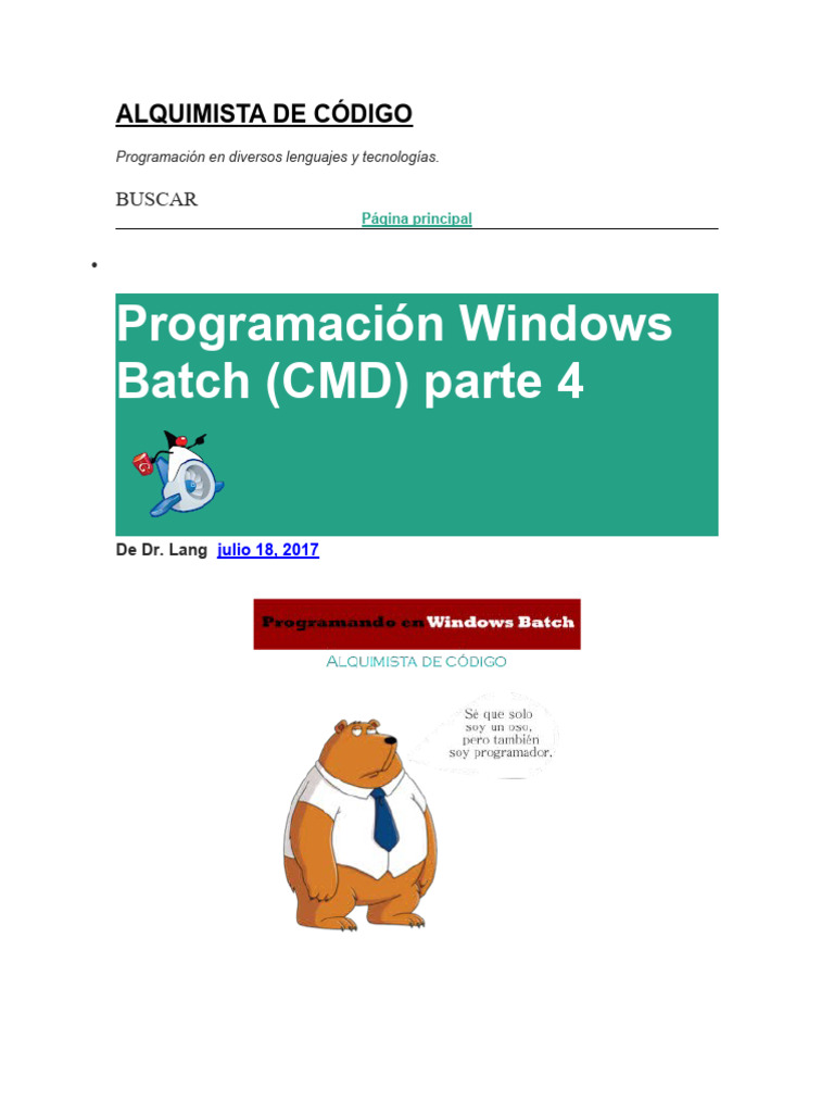 Programación Batch: Operaciones y Scripts | PDF | Informática ...