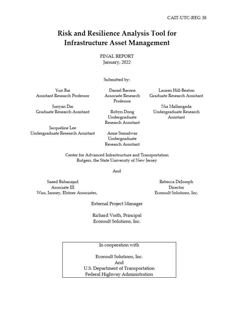 Risk and resilience analysis tool for infrastructure asset management
