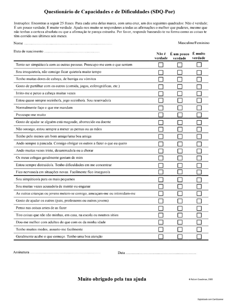 Questionário SDQ | PDF