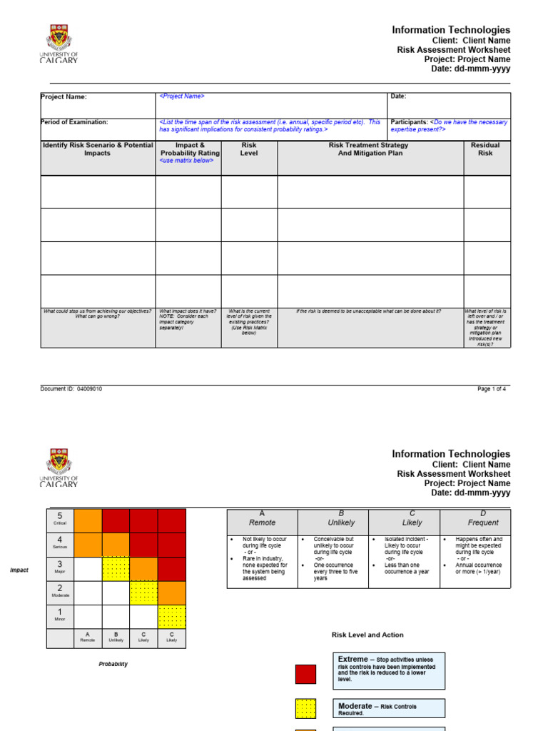 Risk Assessment Worksheet Template 2 PDF Risk Risk Assessment