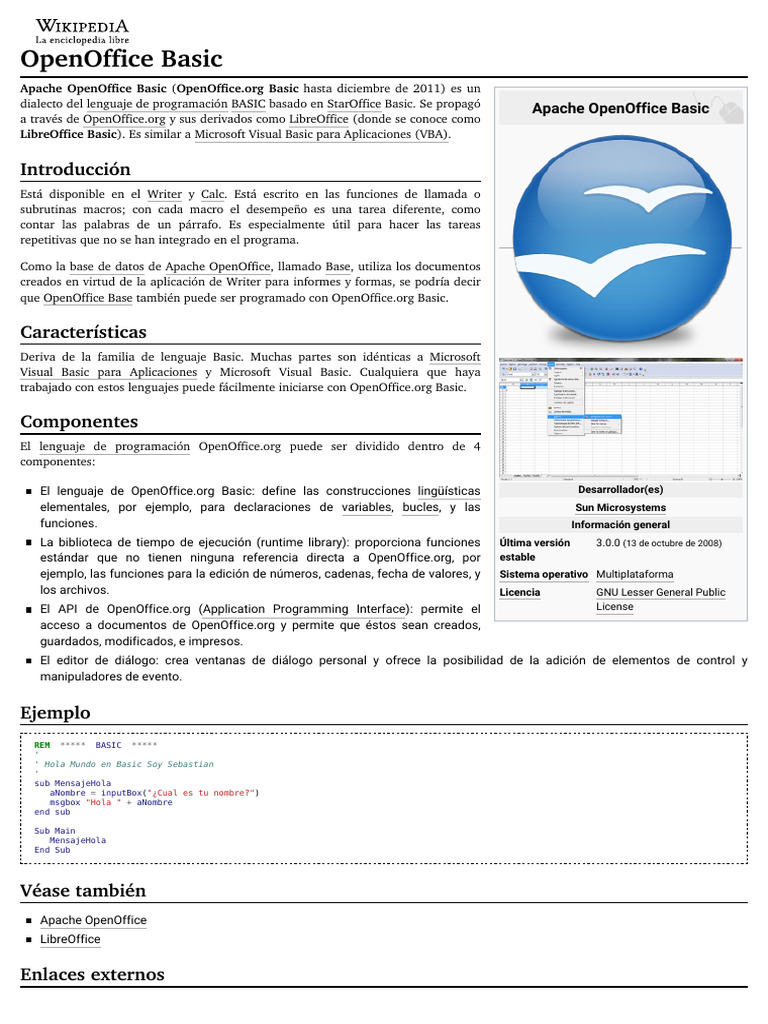 Open Office | PDF | Básico | Visual Basic para Aplicaciones