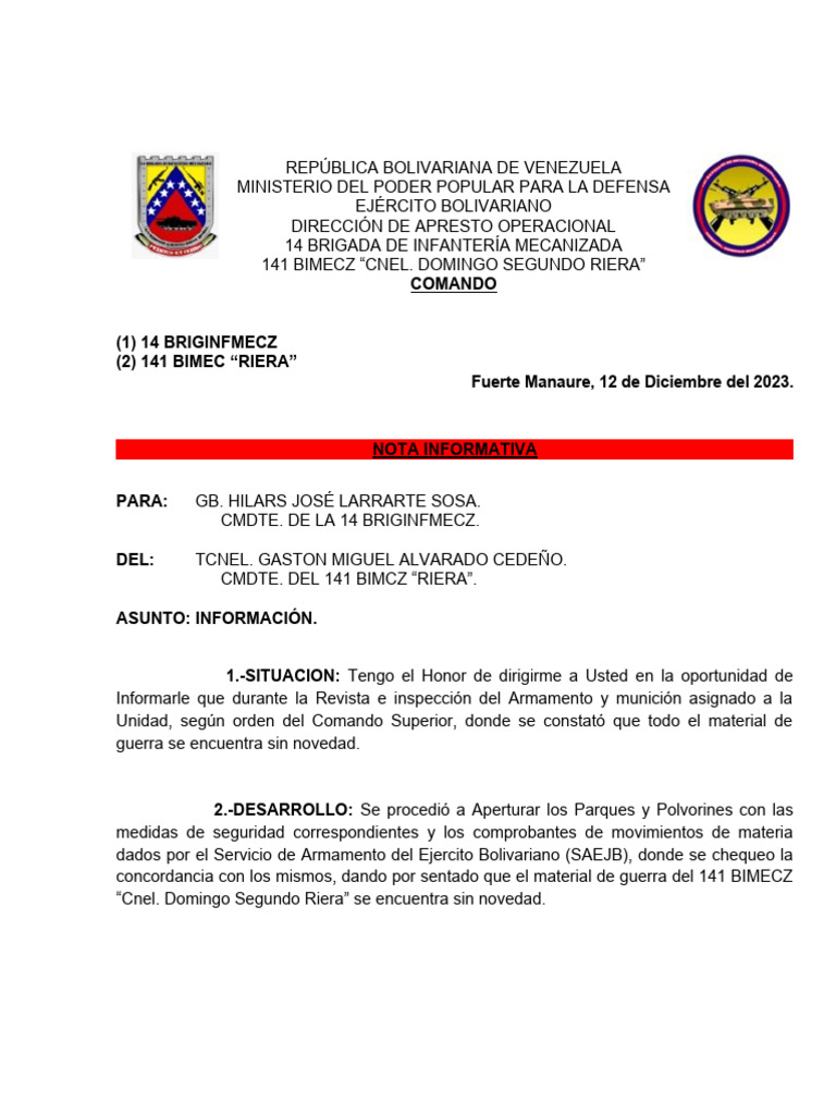 Nota Informativa | PDF | Militar | Conflictos
