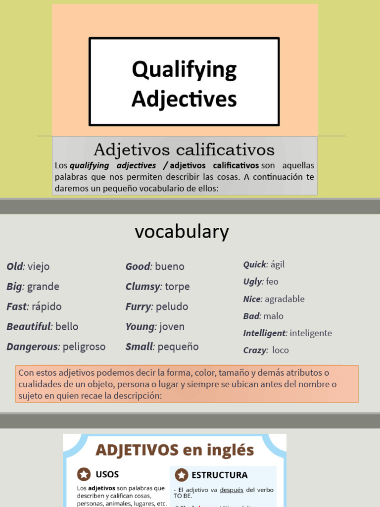 Adjetivos Calificativos en Inglés | PDF