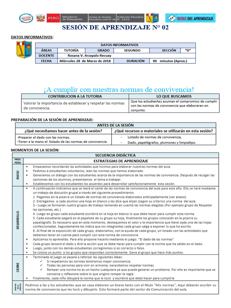 Normas de Convivencia en el Aula | PDF | Salón de clases | Aprendizaje