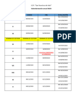 Calendarizacion 2023 San Francisco de Asis