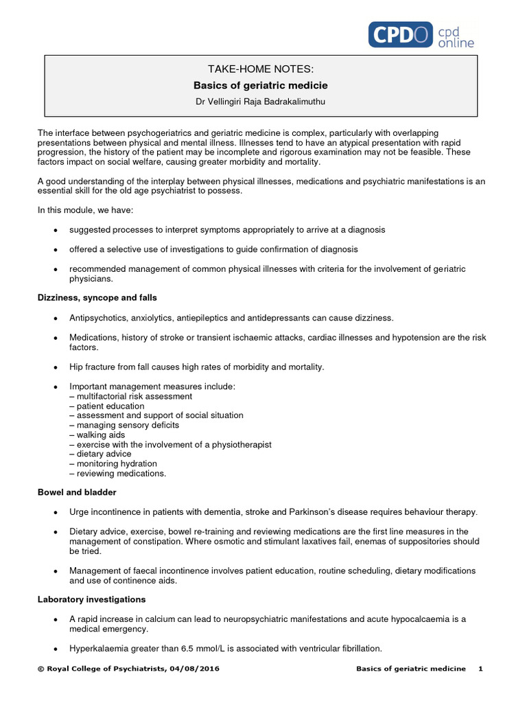 Psychogeriatrics & Geriatric Medicine Guide | PDF | Geriatrics ...
