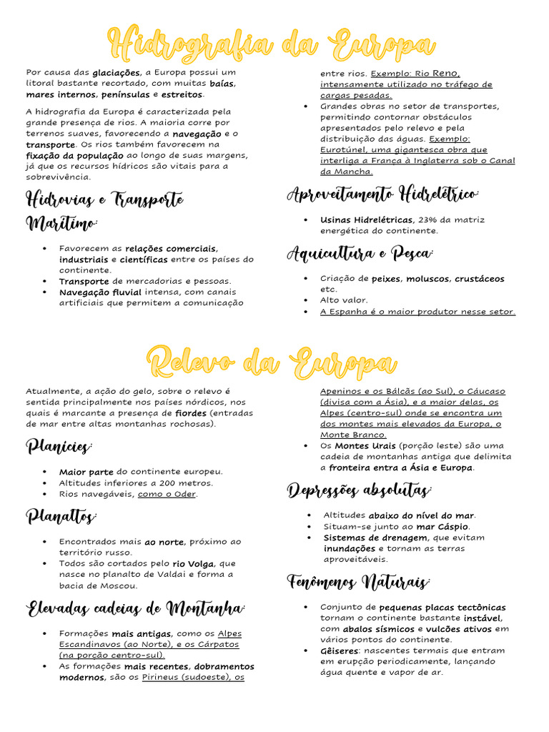 Hidrografia e Relevo Da Europa | PDF | Mar | Europa, image size:768x1024