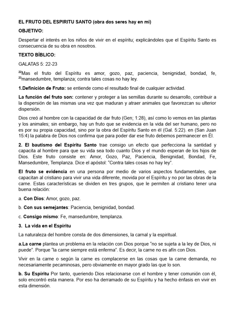 EL FRUTO DEL ESPIRITU SANTO | PDF | Fruto Del Espiritu Santo | espíritu ...