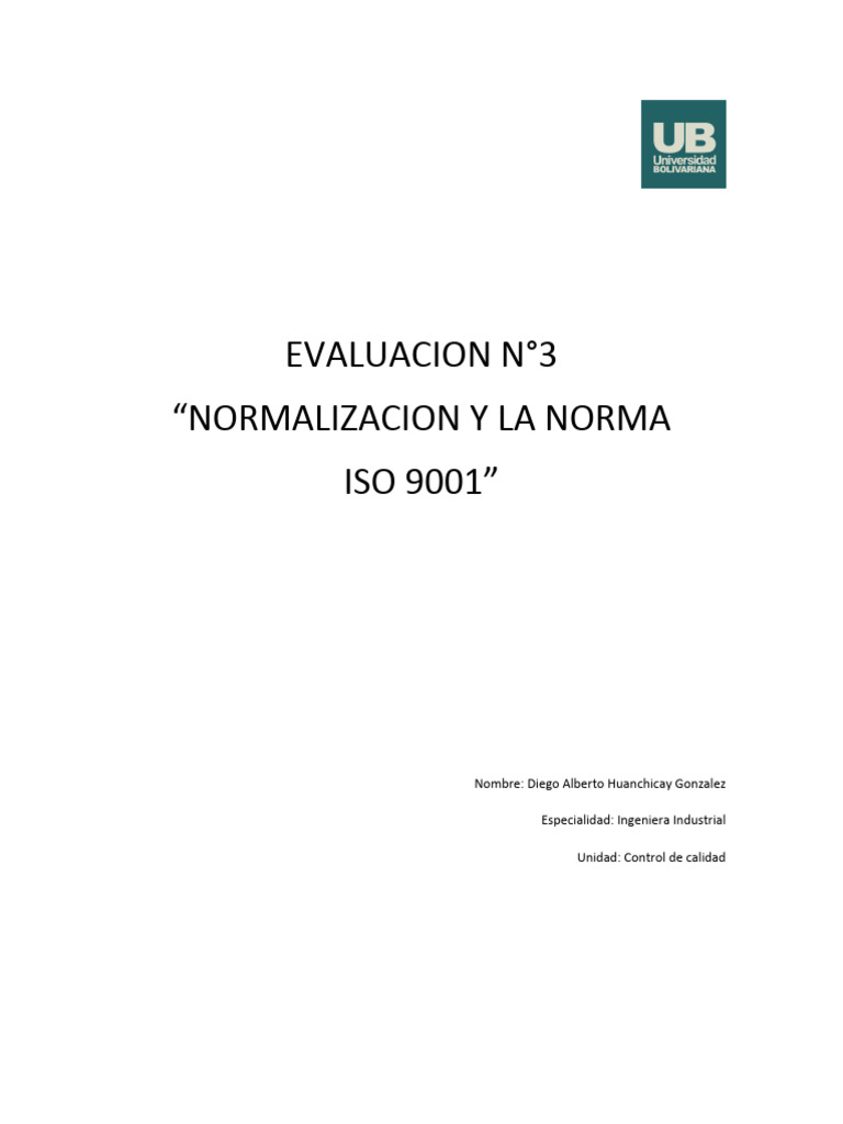 Evaluacion n 3 nomalizacion y norma iso 9001 pdf protector solar