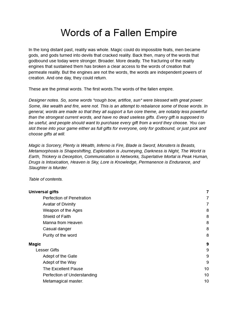 Fallen Empire Words | PDF | Monsters | Magician (Fantasy)