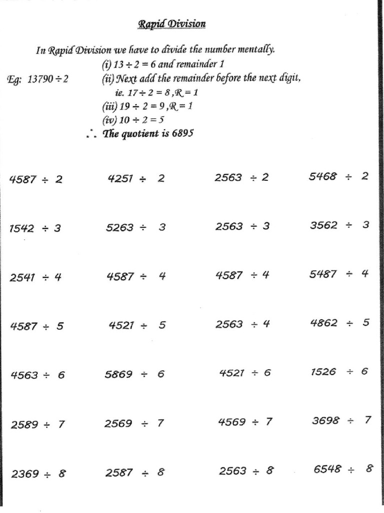 Vedic Math Division & Multiplication 1 | PDF