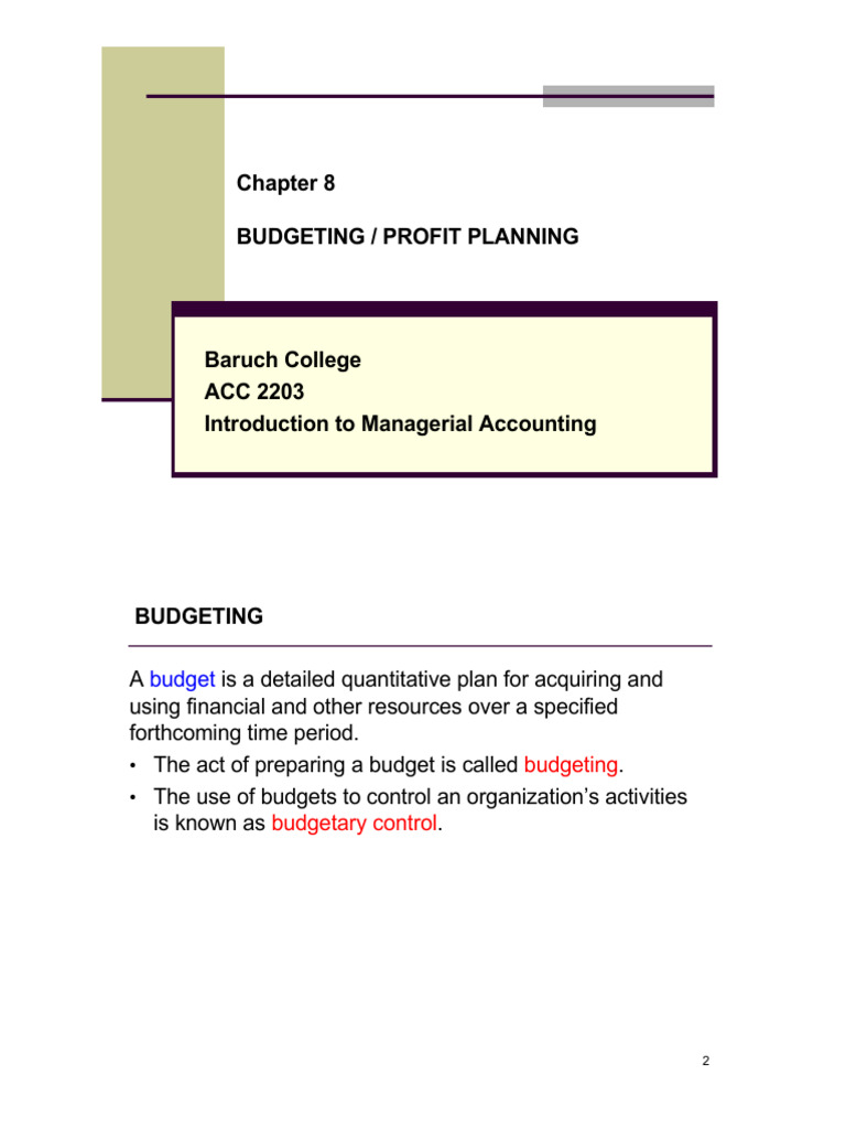 Budgeting and Profit Planning Guide | PDF | Balance Sheet | Budget