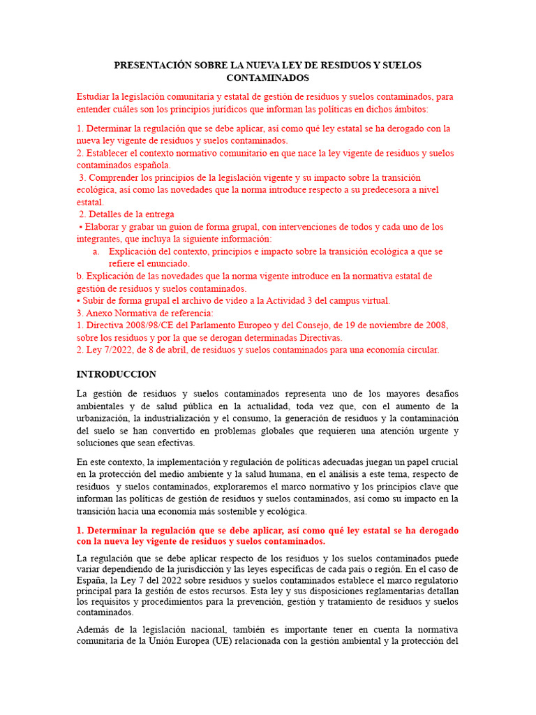 Nueva Ley de Residuos y Suelos 2022 | PDF | Residuos | Reciclaje