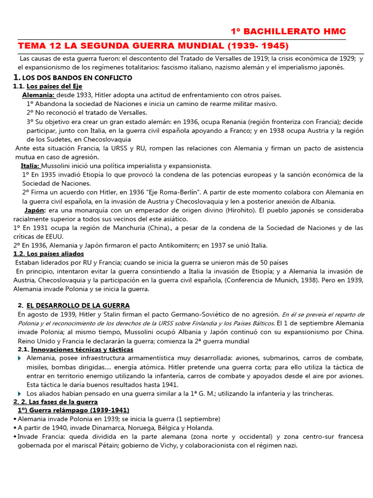 Causas y desarrollo de la Segunda Guerra Mundial | PDF | Alemania nazi ...
