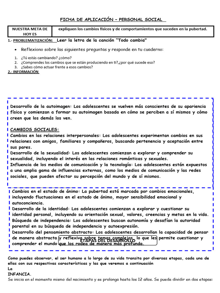FICHA DE Personal Social - 08 ABRIL | PDF | Adolescencia | Adultos