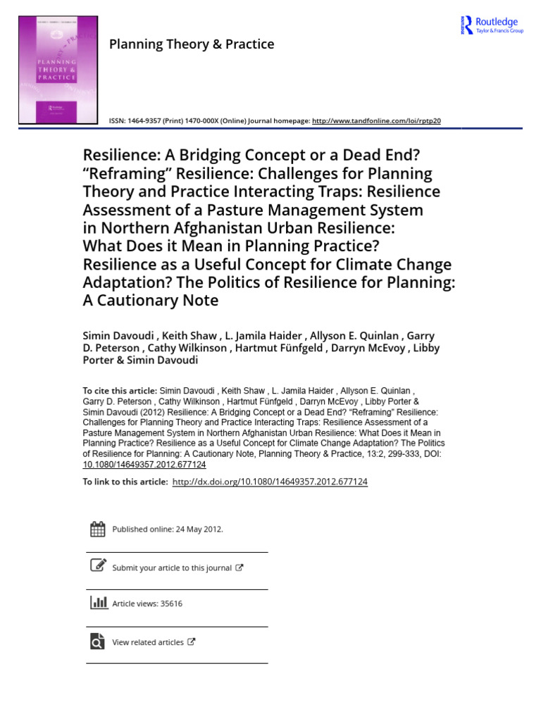 Resilience in Planning: A Critical View | PDF | Ecological Resilience ...