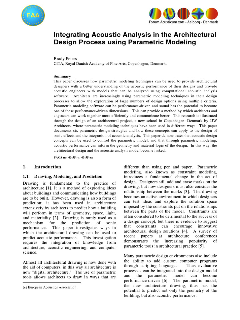 Acoustic Integration in Parametric Design | PDF | Space | Acoustics