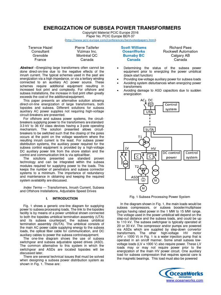 Energization of Subsea Power Transformer | PDF | Transformer | Direct ...