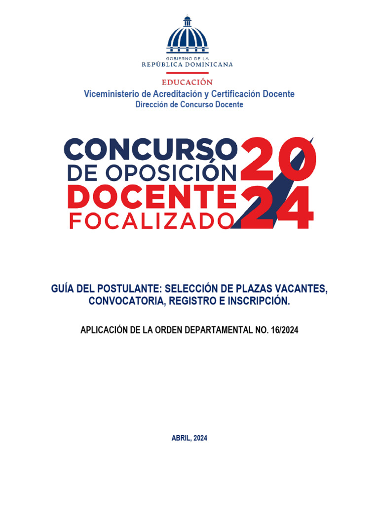 Guía de Inscripción Concurso Docente 2024 | PDF | Educación más alta ...