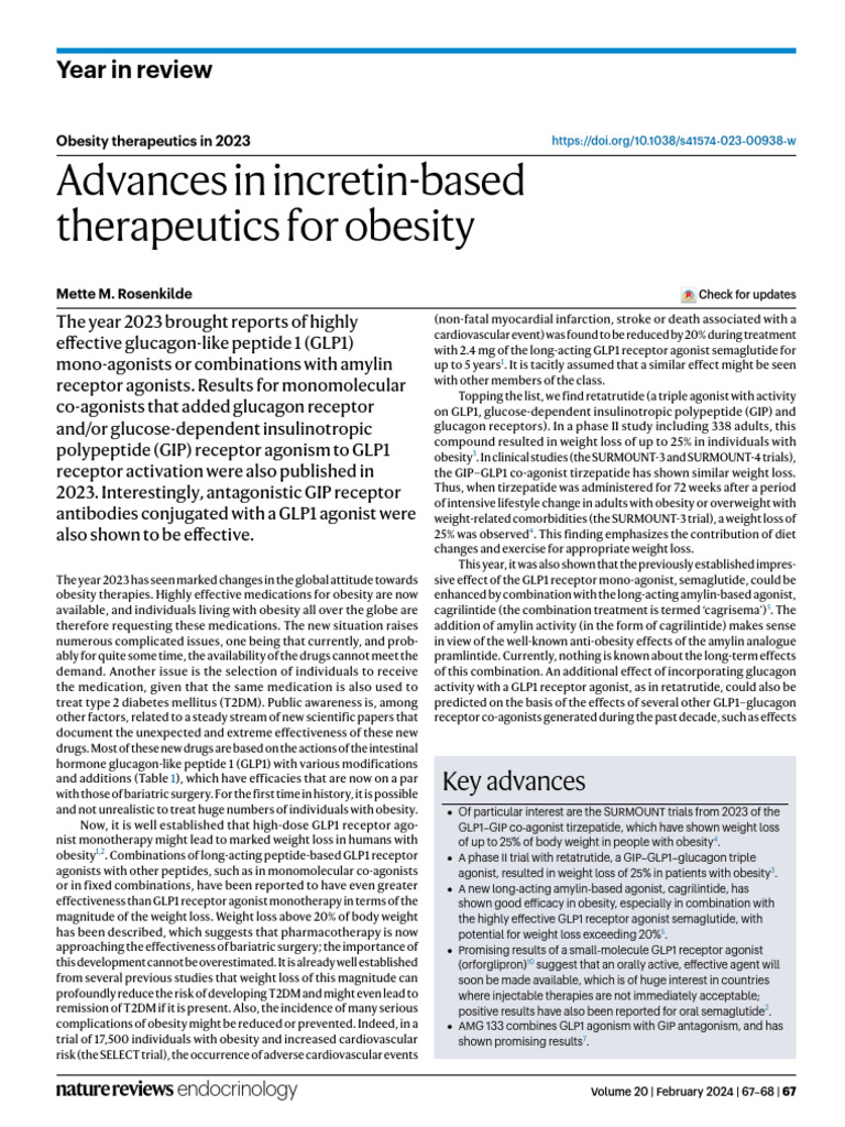 A dietary intervention following incretin analog treatment restores ...