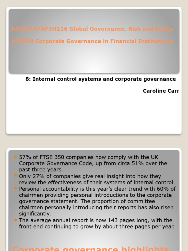 8 Internal Control Systems Pdf Internal Control Risk