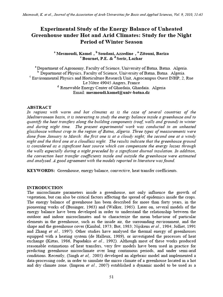 Experimental Study of The Energy Balance | PDF | Greenhouse Effect | Heat