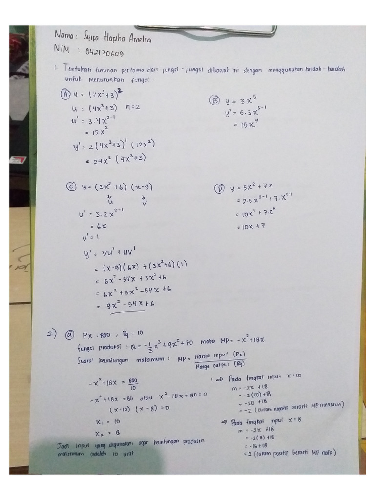 Tugas 3 Matematika Ekonomi Pdf